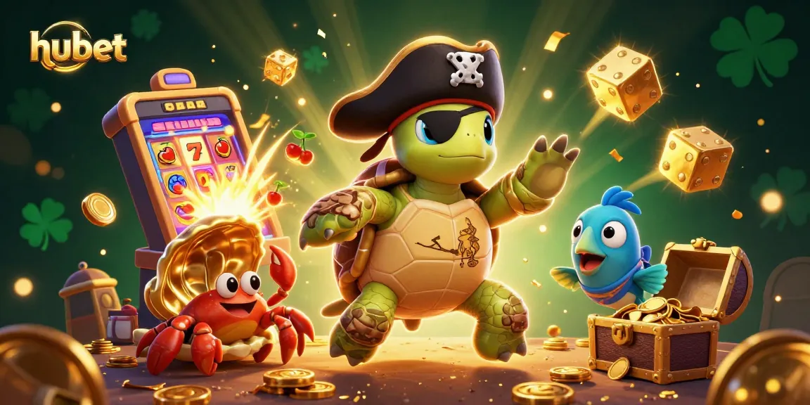 Experience the thrill of hubet with dynamic 3D characters and vibrant casino visuals in this engaging illustration.