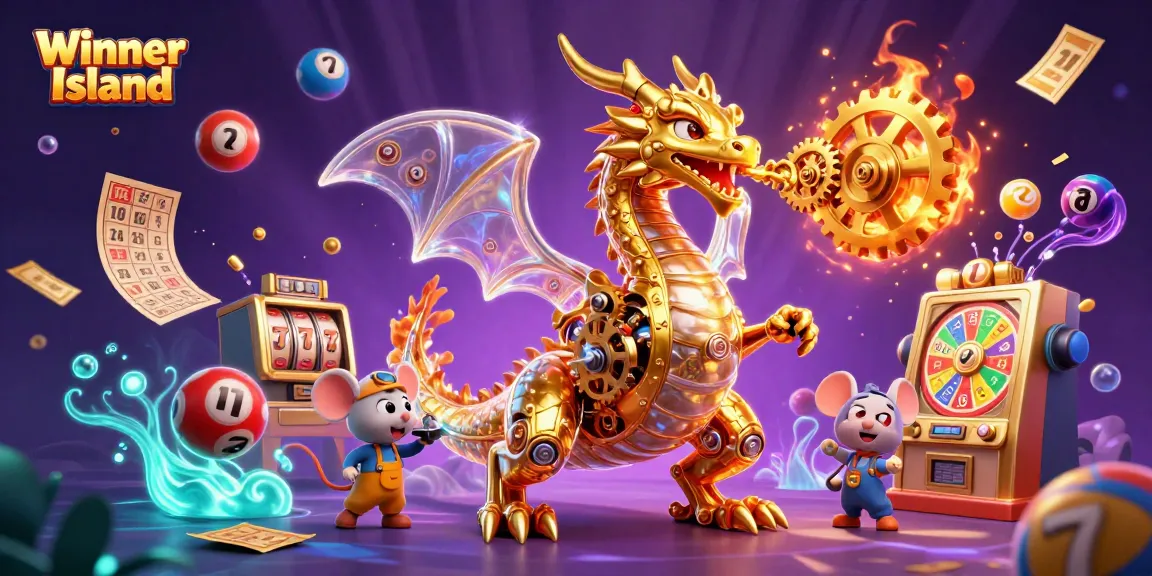 Experience the excitement of Winner Island with vibrant casino elements and a magical 3D scene.