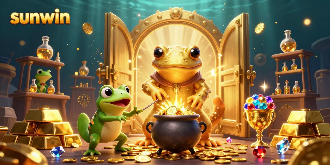 Experience the excitement of sunwin as golden treasures illuminate a magical casino scene.